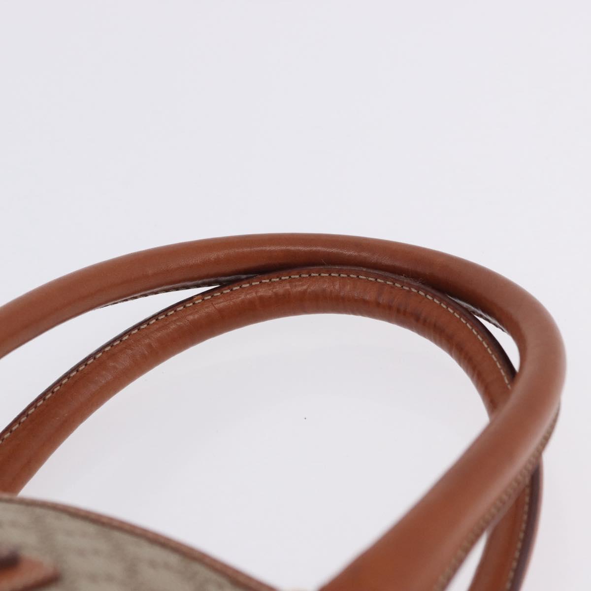 CELINE Macadam Hand Bag PVC Leather Beige Gold Tone Auth ka6244A