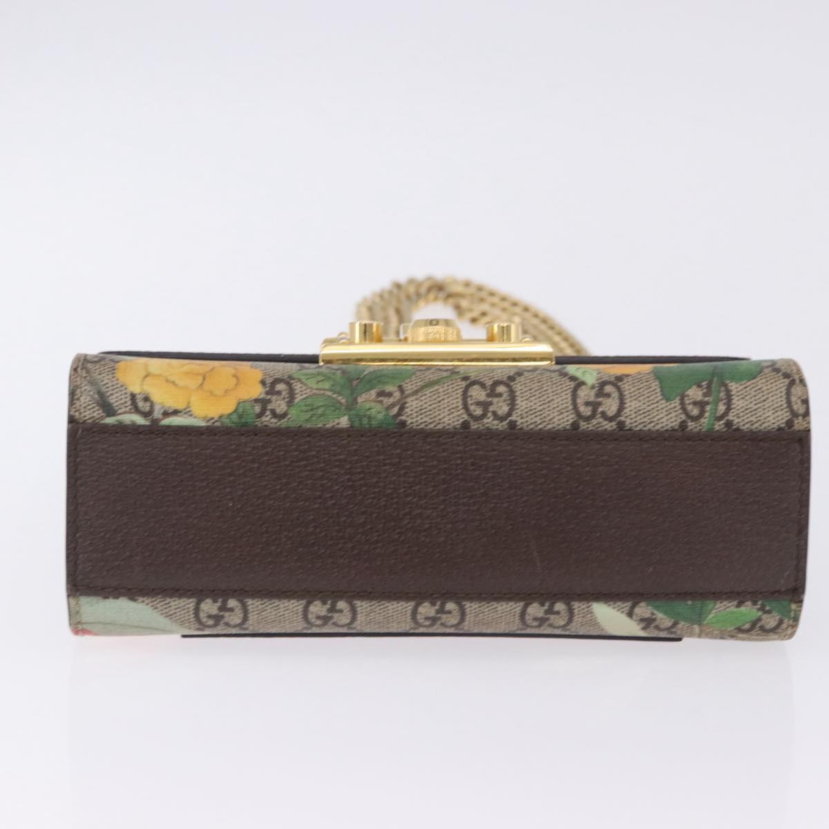 GUCCI GG Supreme Padlock Chain Shoulder Bag PVC Beige Gold 409487 Auth ka6254V