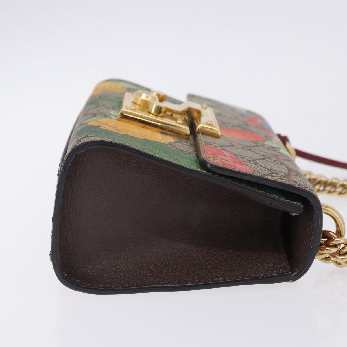 GUCCI GG Supreme Padlock Chain Shoulder Bag PVC Beige Gold 409487 Auth ka6254V