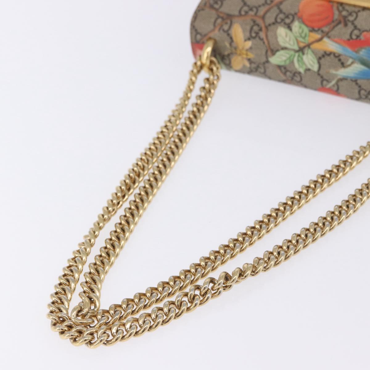 GUCCI GG Supreme Padlock Chain Shoulder Bag PVC Beige Gold 409487 Auth ka6254V