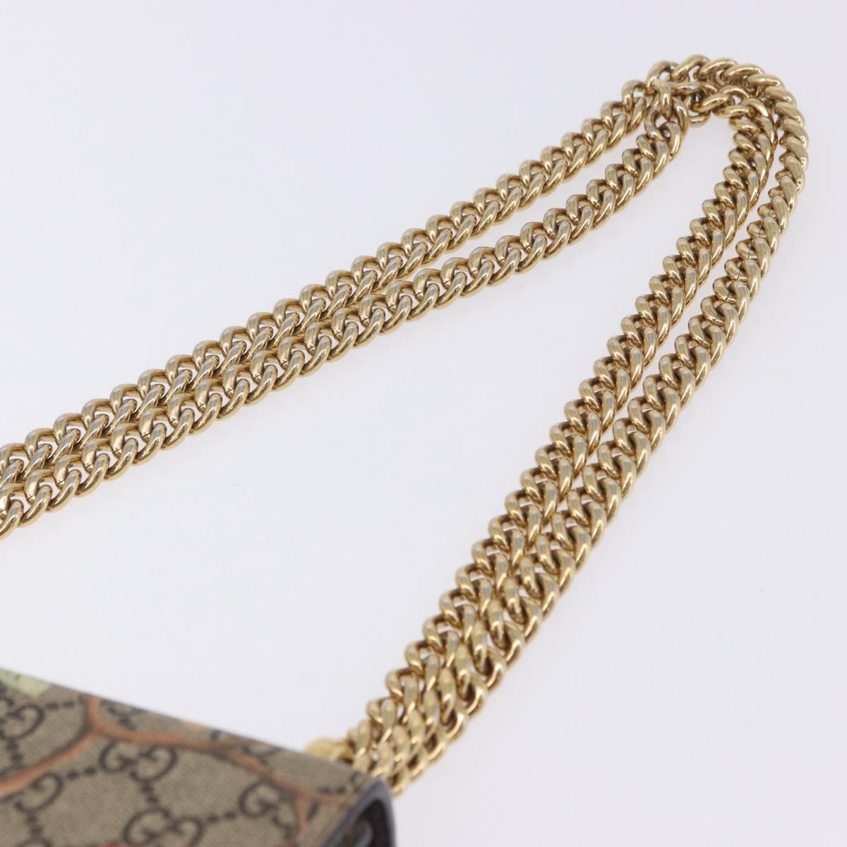 GUCCI GG Supreme Padlock Chain Shoulder Bag PVC Beige Gold 409487 Auth ka6254V