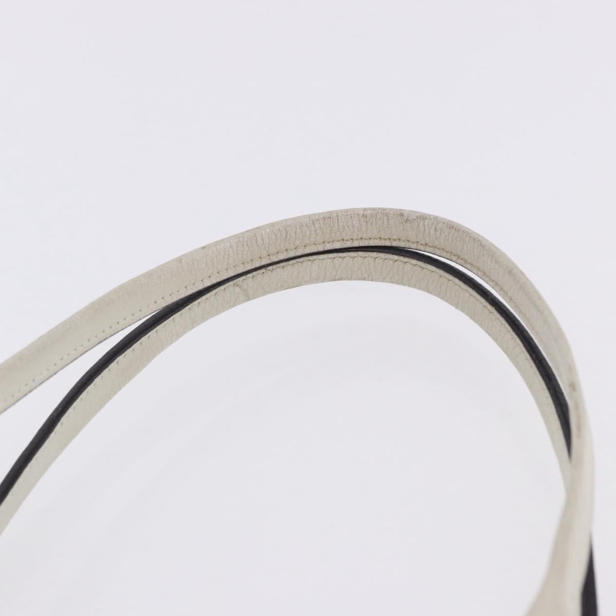 LOEWE Tote Bag Leather White Gold Tone Auth ka6256