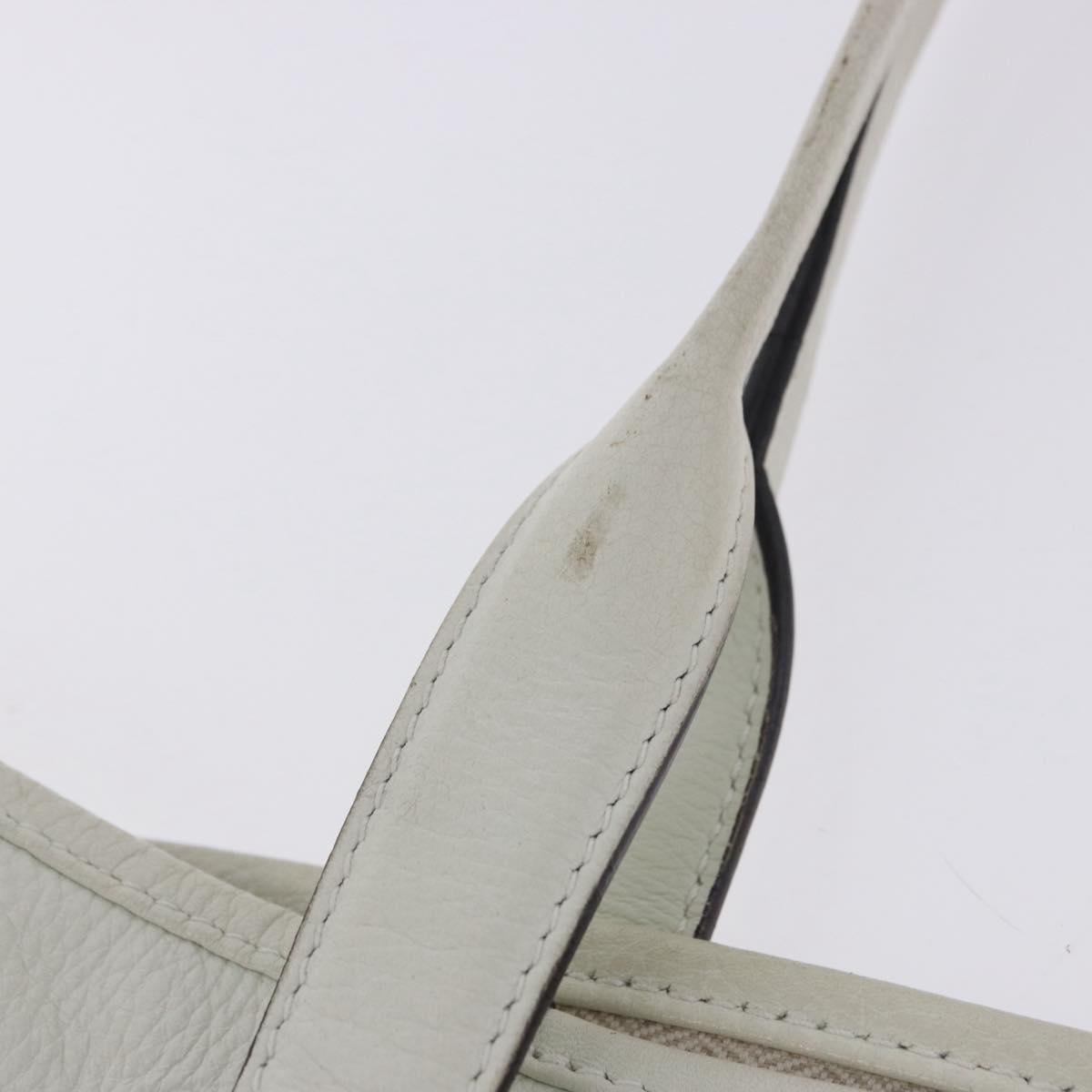 LOEWE Tote Bag Leather White Gold Tone Auth ka6256