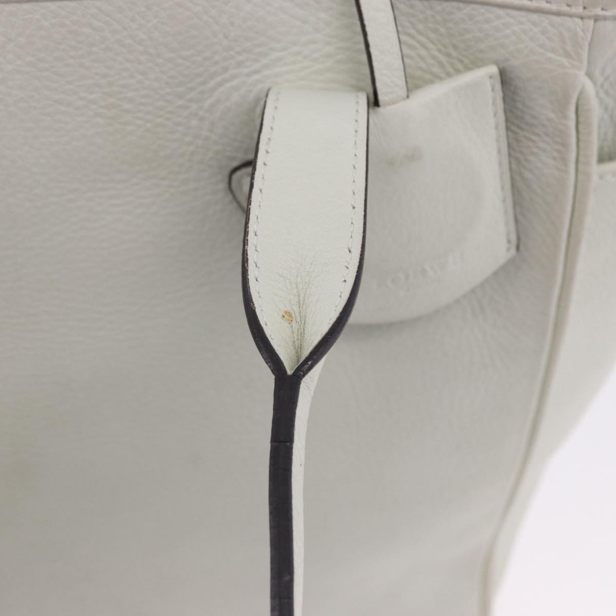 LOEWE Tote Bag Leather White Gold Tone Auth ka6256