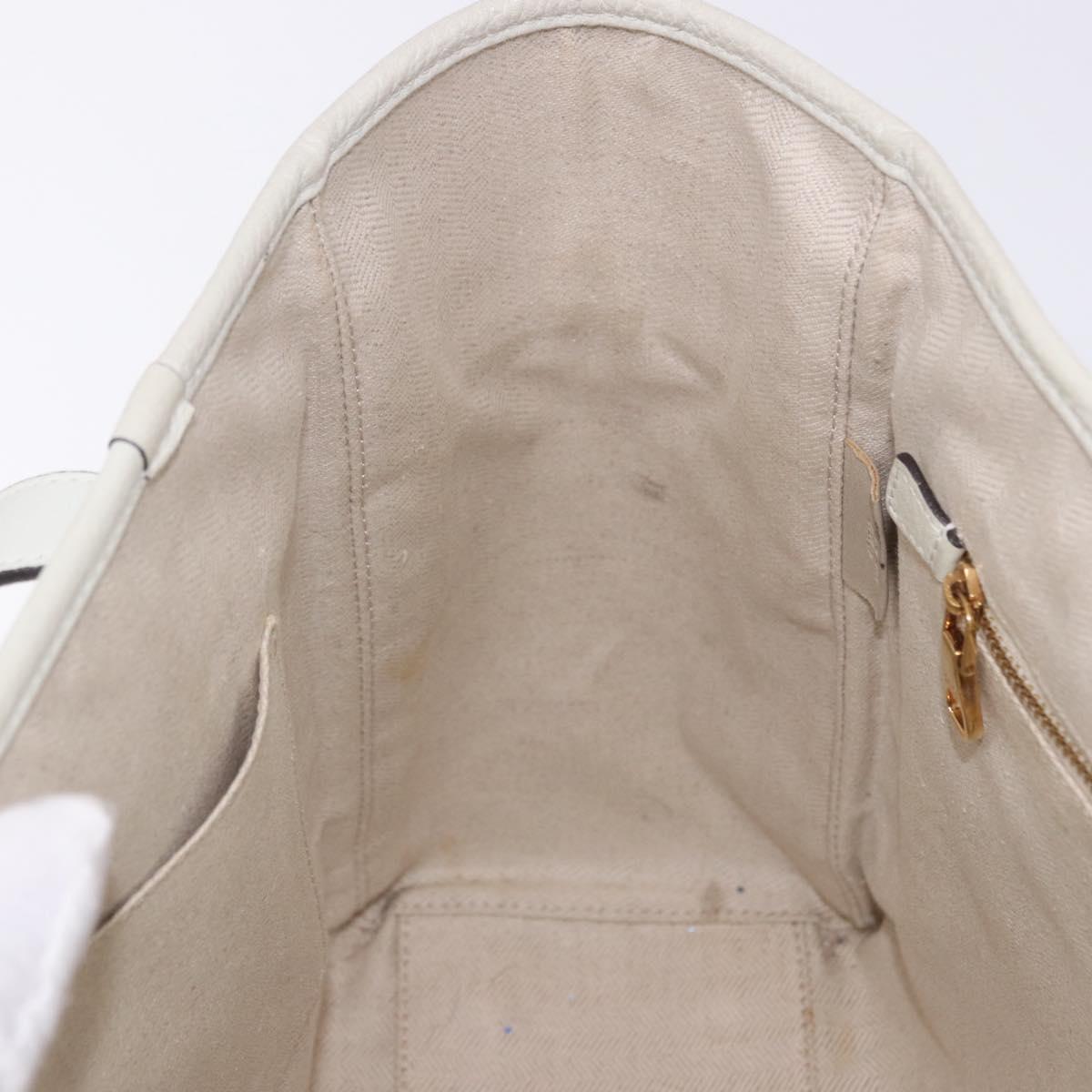 LOEWE Tote Bag Leather White Gold Tone Auth ka6256