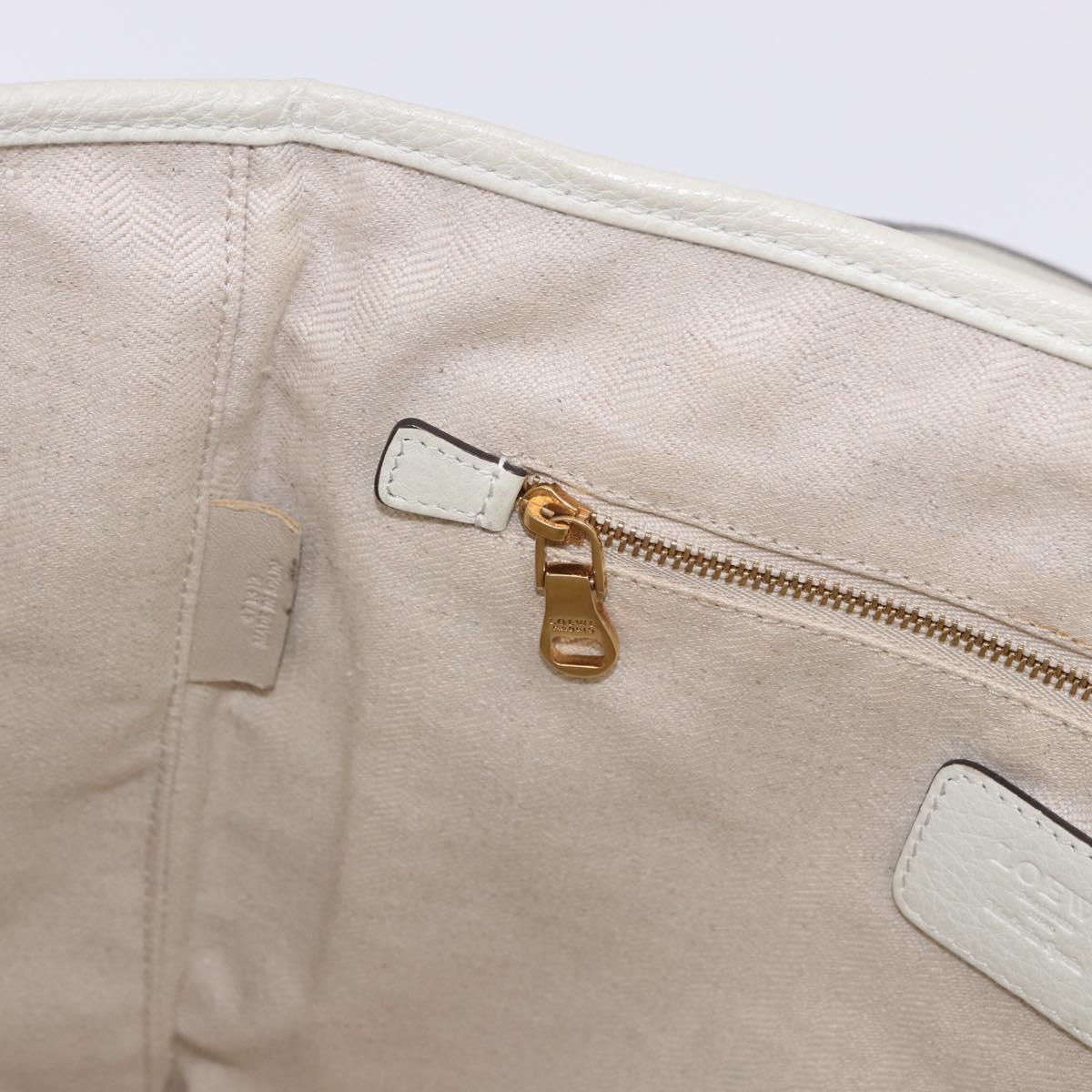 LOEWE Tote Bag Leather White Gold Tone Auth ka6256
