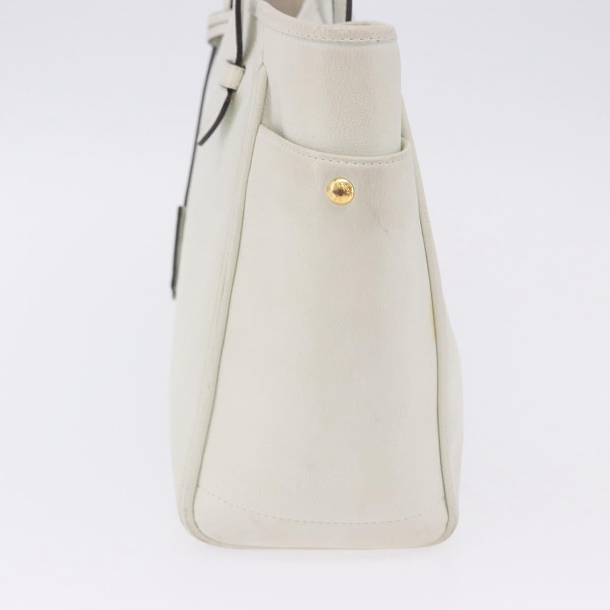 LOEWE Tote Bag Leather White Gold Tone Auth ka6256