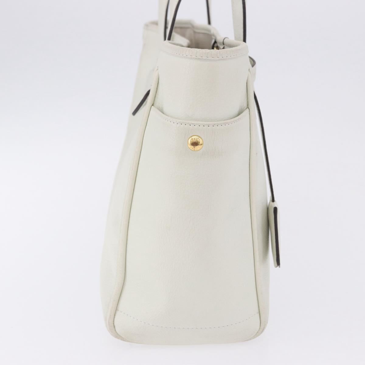 LOEWE Tote Bag Leather White Gold Tone Auth ka6256