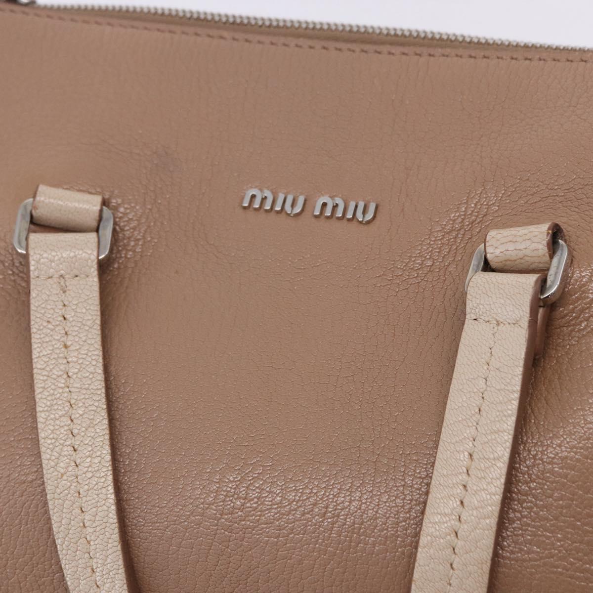 Miu Miu Hand Bag Leather 2way Beige Auth ka6259V