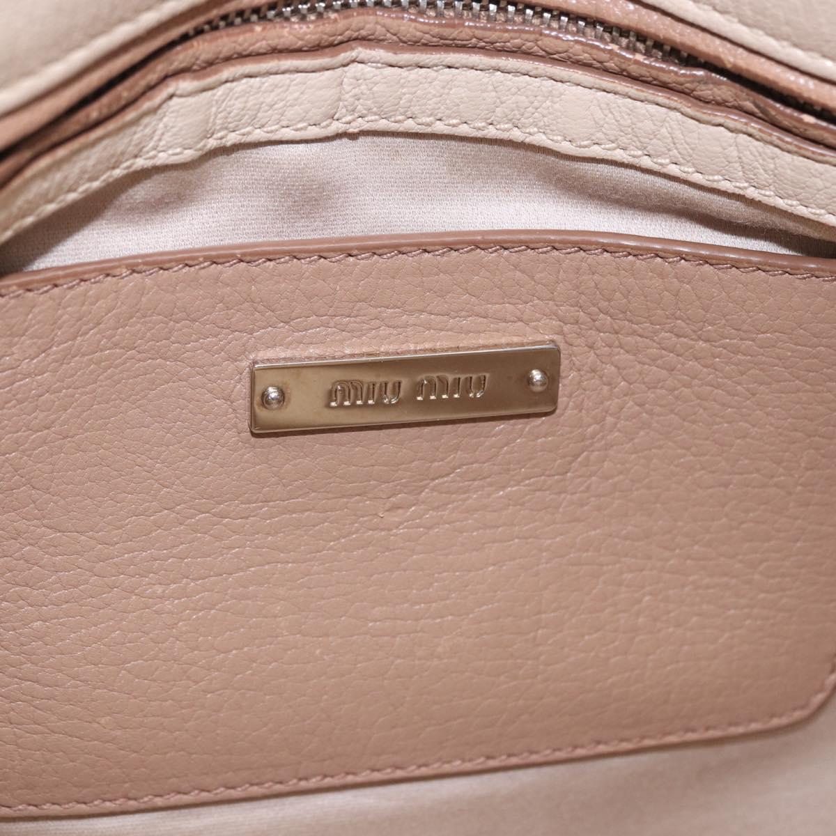 Miu Miu Hand Bag Leather 2way Beige Auth ka6259V