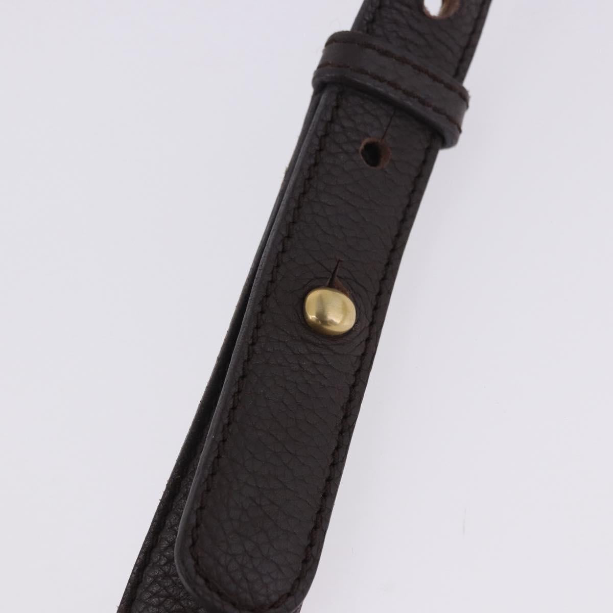 LOEWE Shoulder Bag Leather Dark Brown Gold Tone Auth ka6261A