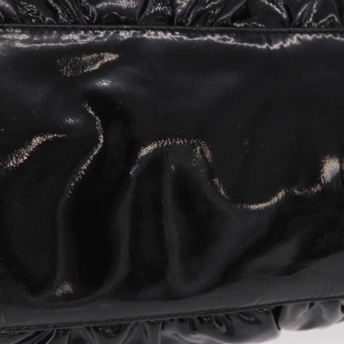GUCCI Histeria Hand Bag Patent Black 197020 Auth ka6264