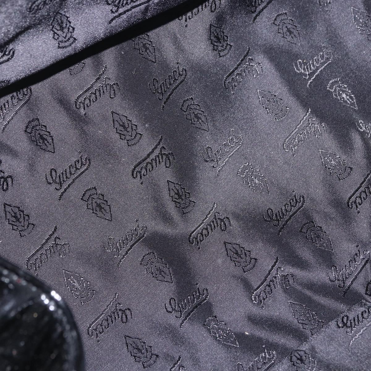 GUCCI Histeria Hand Bag Patent Black 197020 Auth ka6264