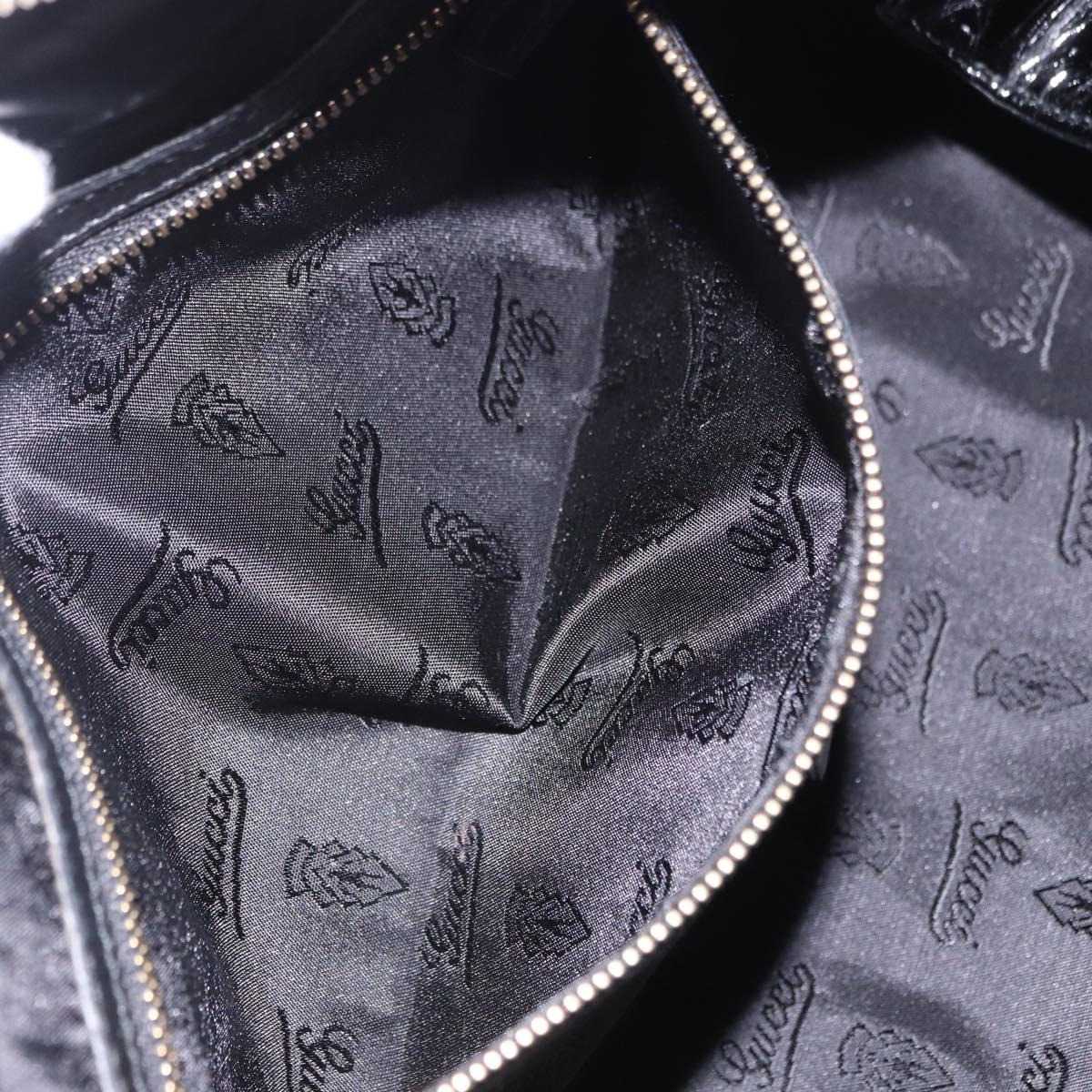 GUCCI Histeria Hand Bag Patent Black 197020 Auth ka6264