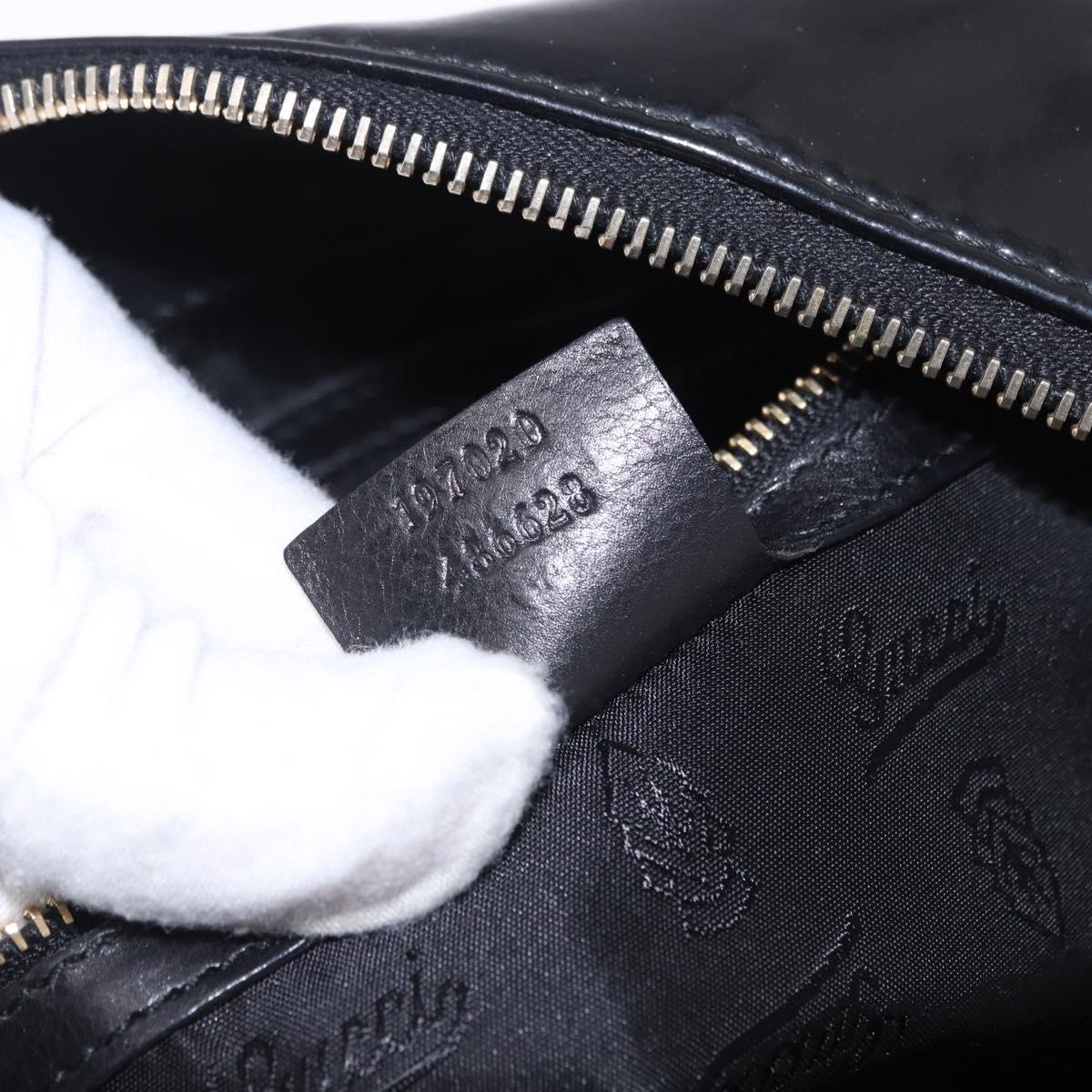 GUCCI Histeria Hand Bag Patent Black 197020 Auth ka6264