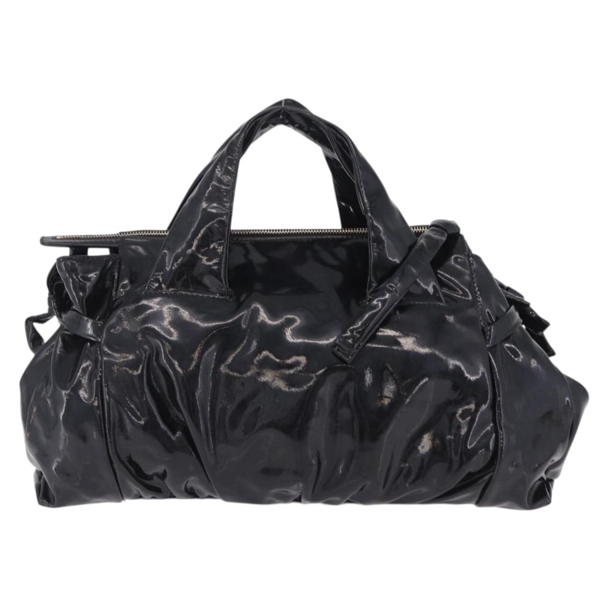 GUCCI Histeria Hand Bag Patent Black 197020 Auth ka6264