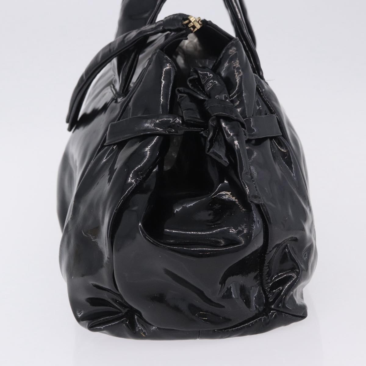 GUCCI Histeria Hand Bag Patent Black 197020 Auth ka6264