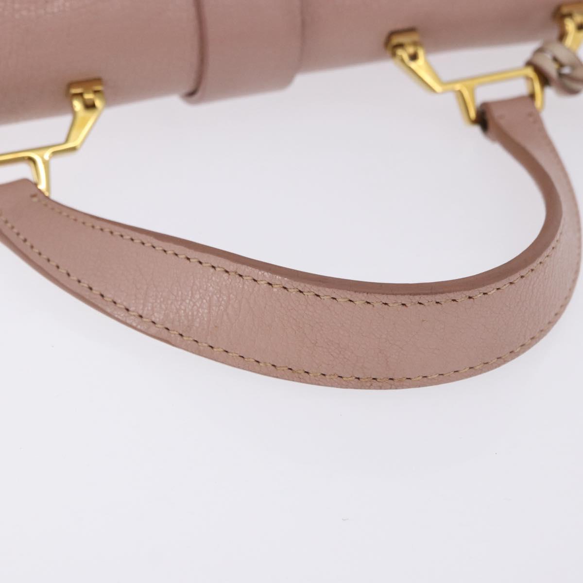 Miu Miu Hand Bag Leather 2way Pink Gold Tone Auth ka6266A
