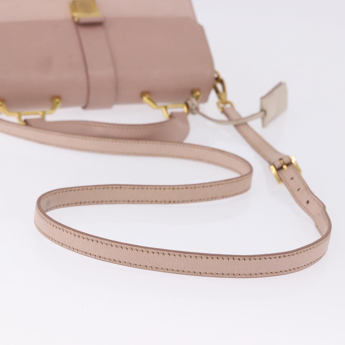 Miu Miu Hand Bag Leather 2way Pink Gold Tone Auth ka6266A