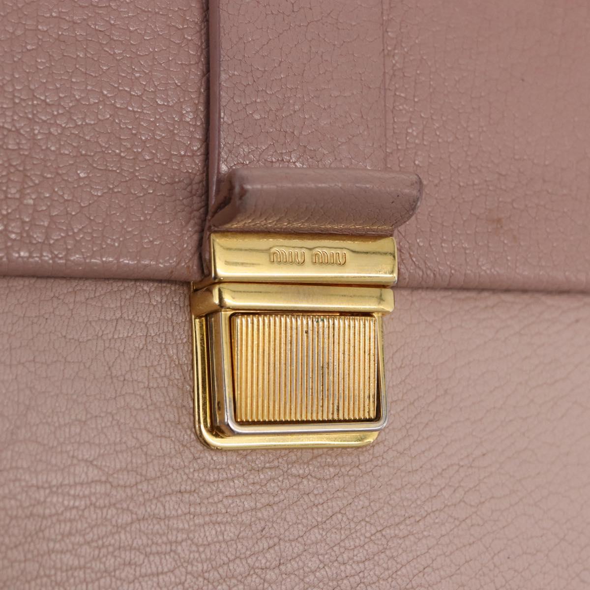 Miu Miu Hand Bag Leather 2way Pink Gold Tone Auth ka6266A