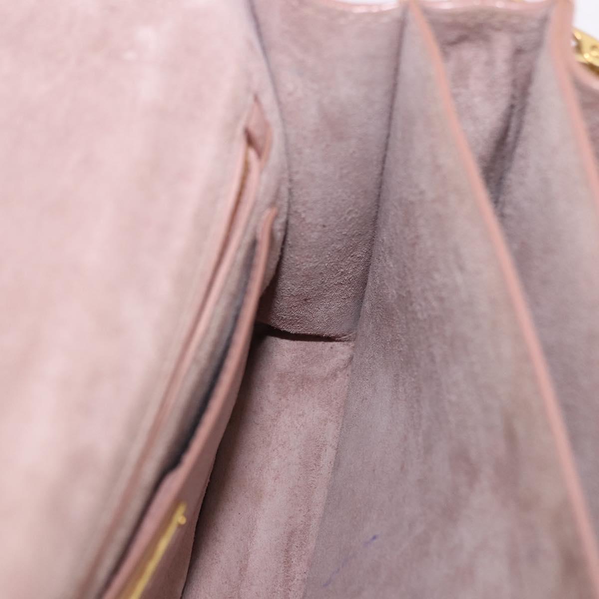 Miu Miu Hand Bag Leather 2way Pink Gold Tone Auth ka6266A