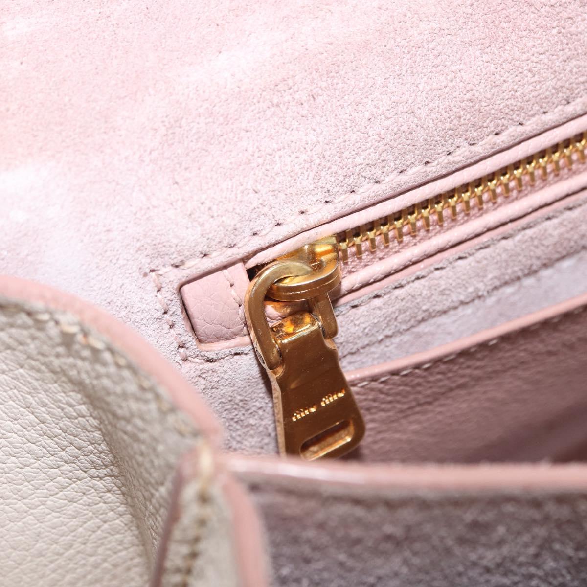 Miu Miu Hand Bag Leather 2way Pink Gold Tone Auth ka6266A