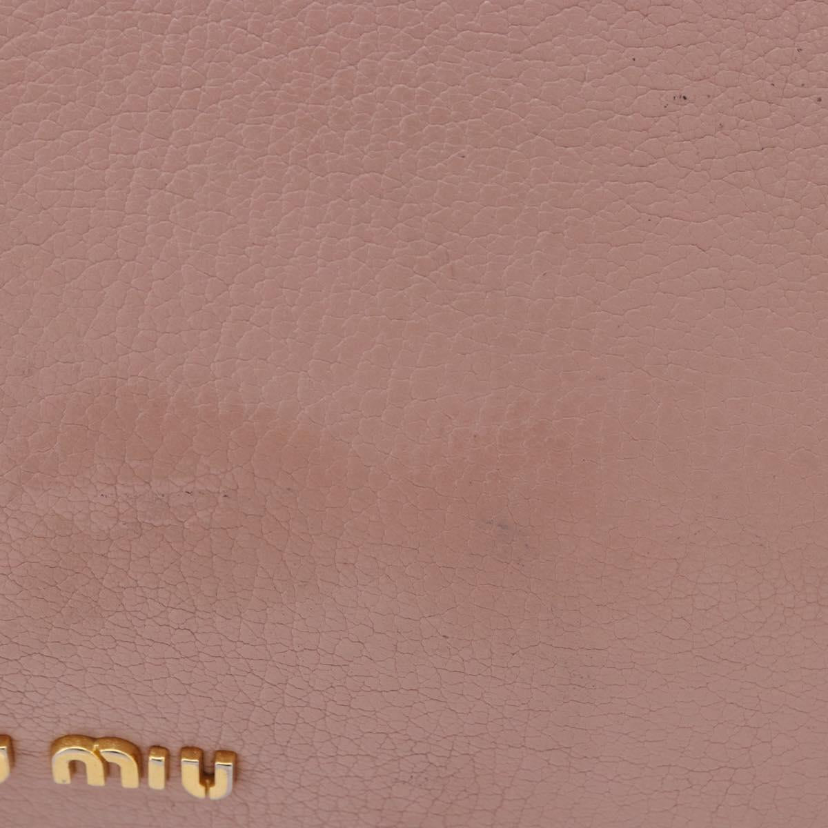 Miu Miu Hand Bag Leather 2way Pink Gold Tone Auth ka6266A