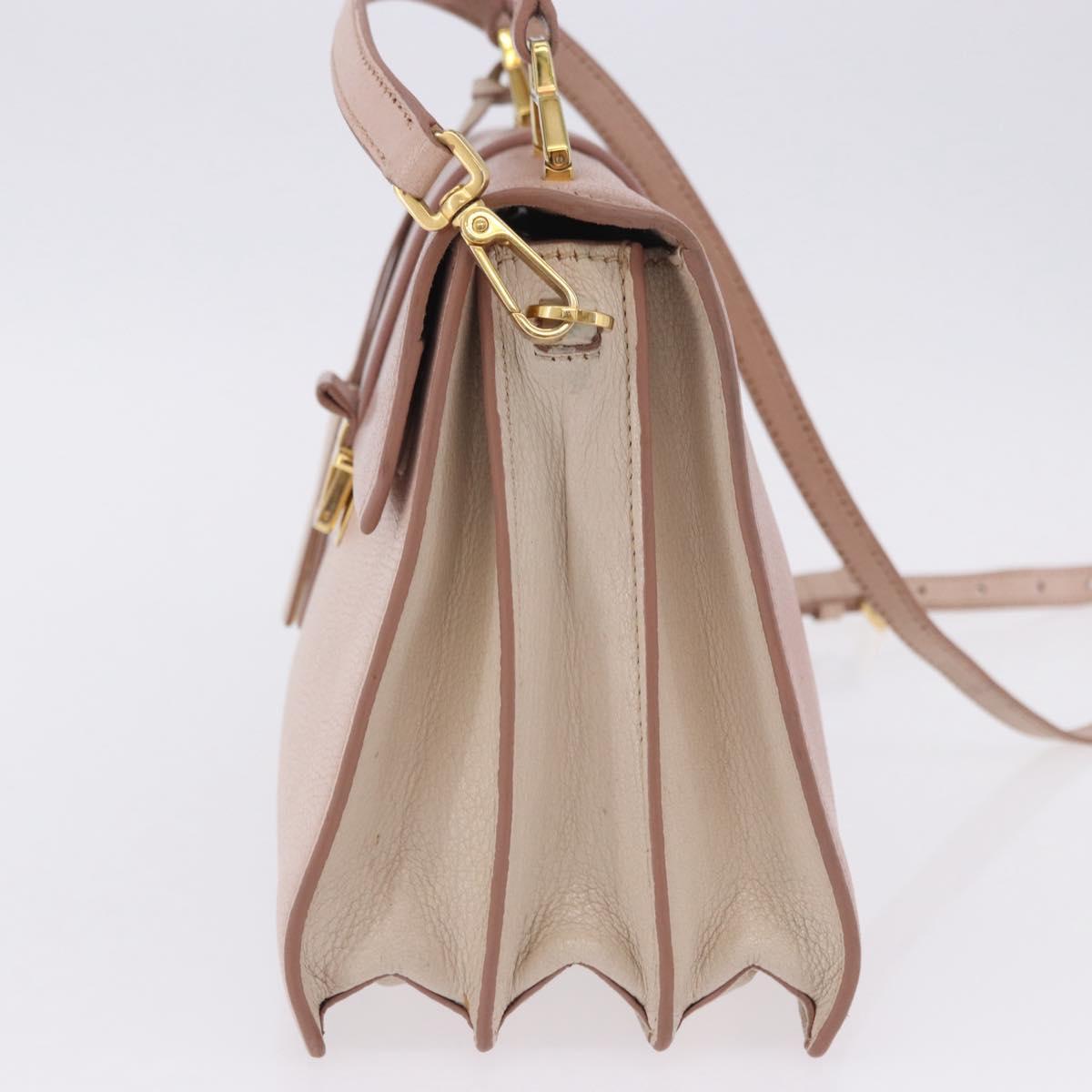 Miu Miu Hand Bag Leather 2way Pink Gold Tone Auth ka6266A