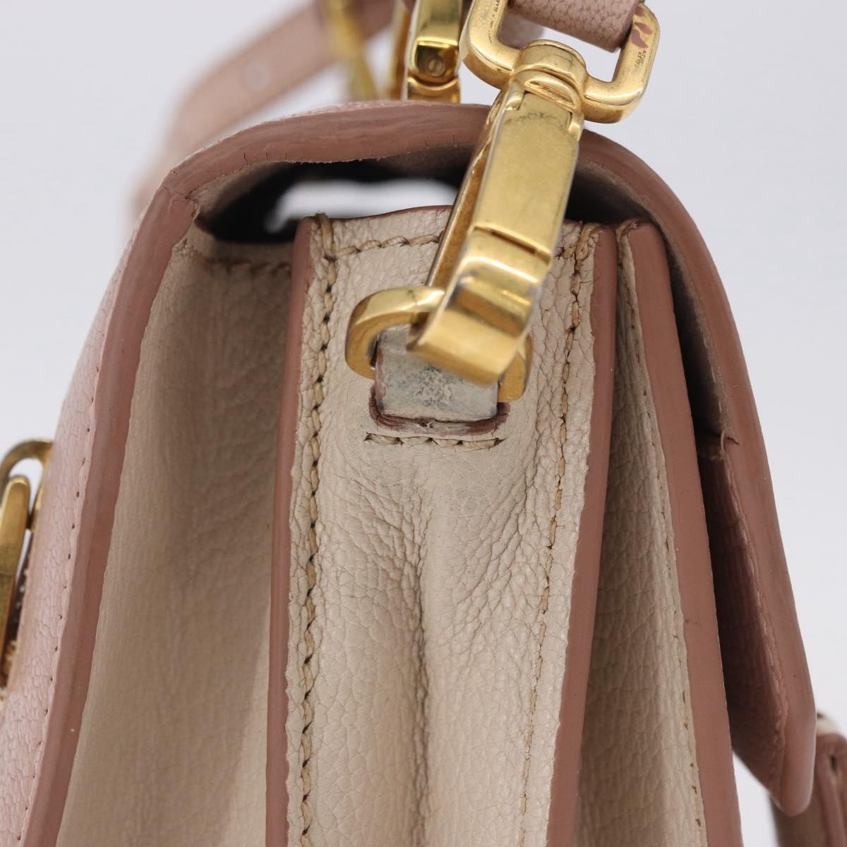 Miu Miu Hand Bag Leather 2way Pink Gold Tone Auth ka6266A