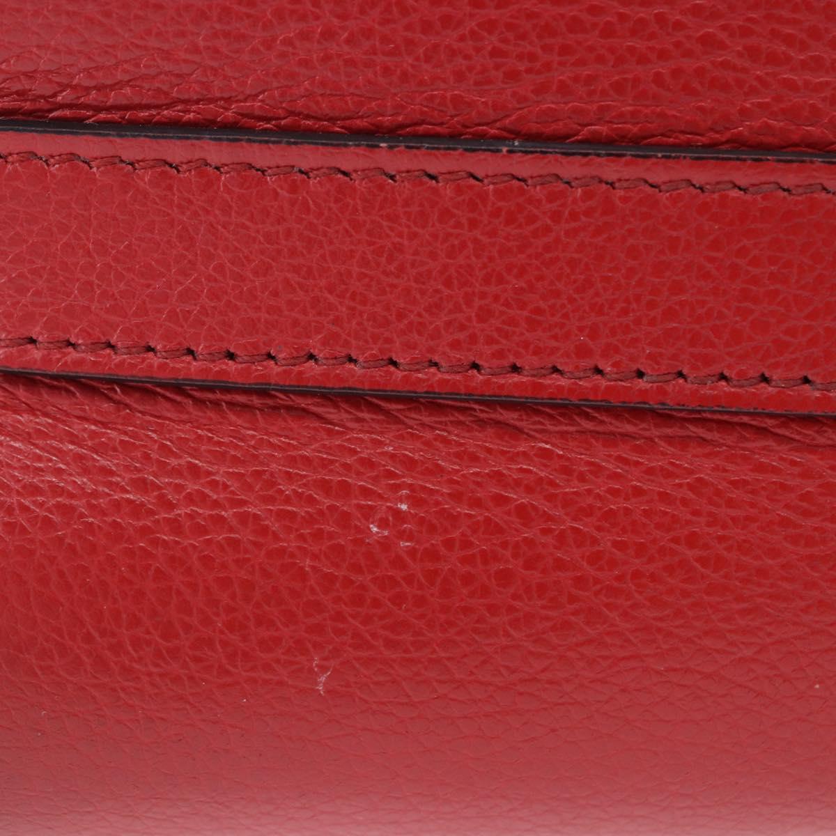 PRADA Chain Shoulder Bag Leather Red Silver Auth ka6268V