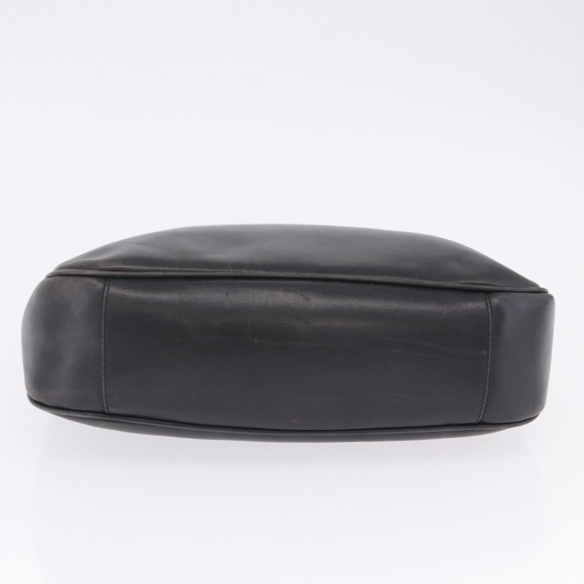 GUCCI Bamboo Hand Bag Leather Black Silver 001 1638 Auth ka6269