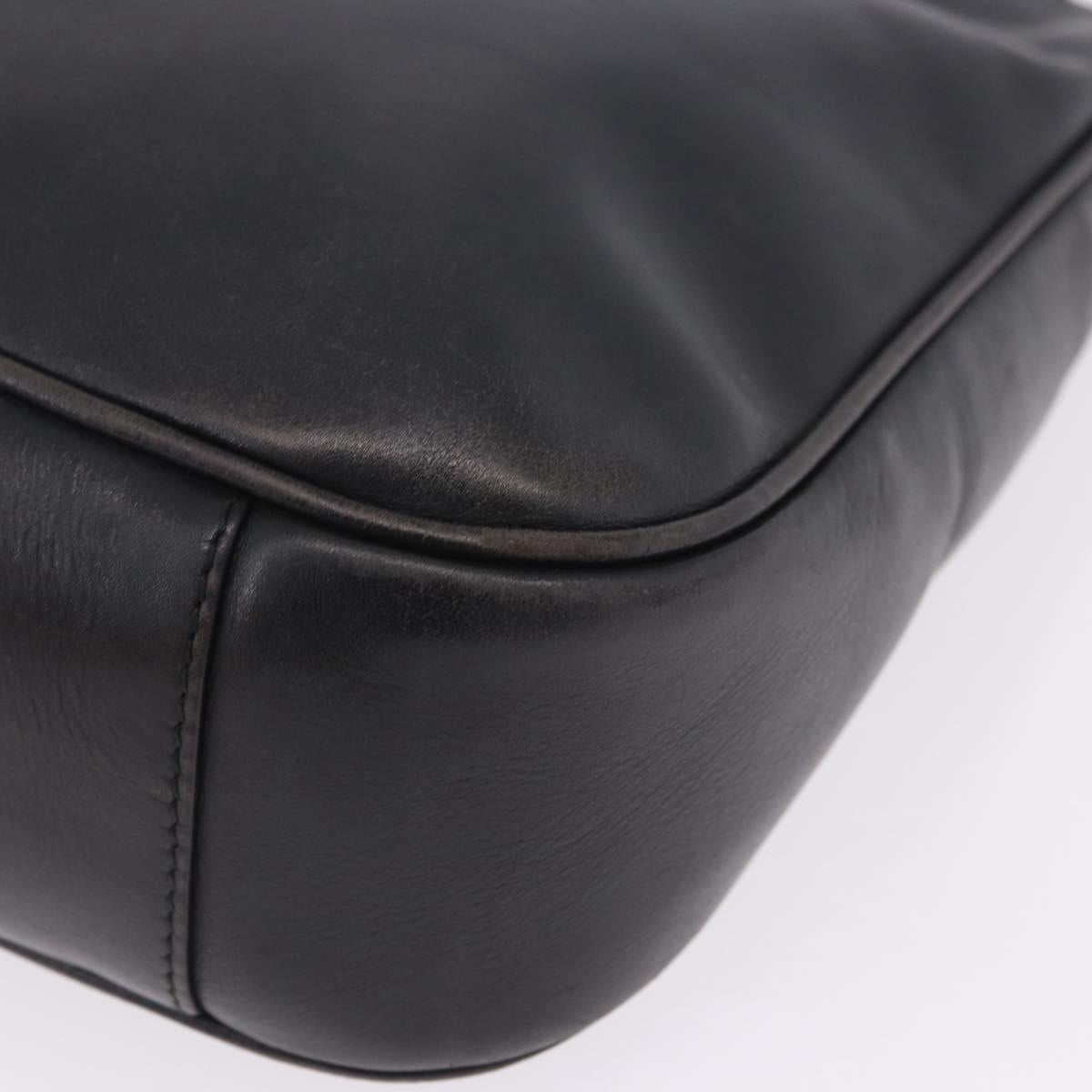GUCCI Bamboo Hand Bag Leather Black Silver 001 1638 Auth ka6269