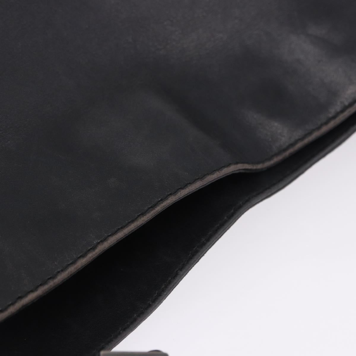 GUCCI Bamboo Hand Bag Leather Black Silver 001 1638 Auth ka6269
