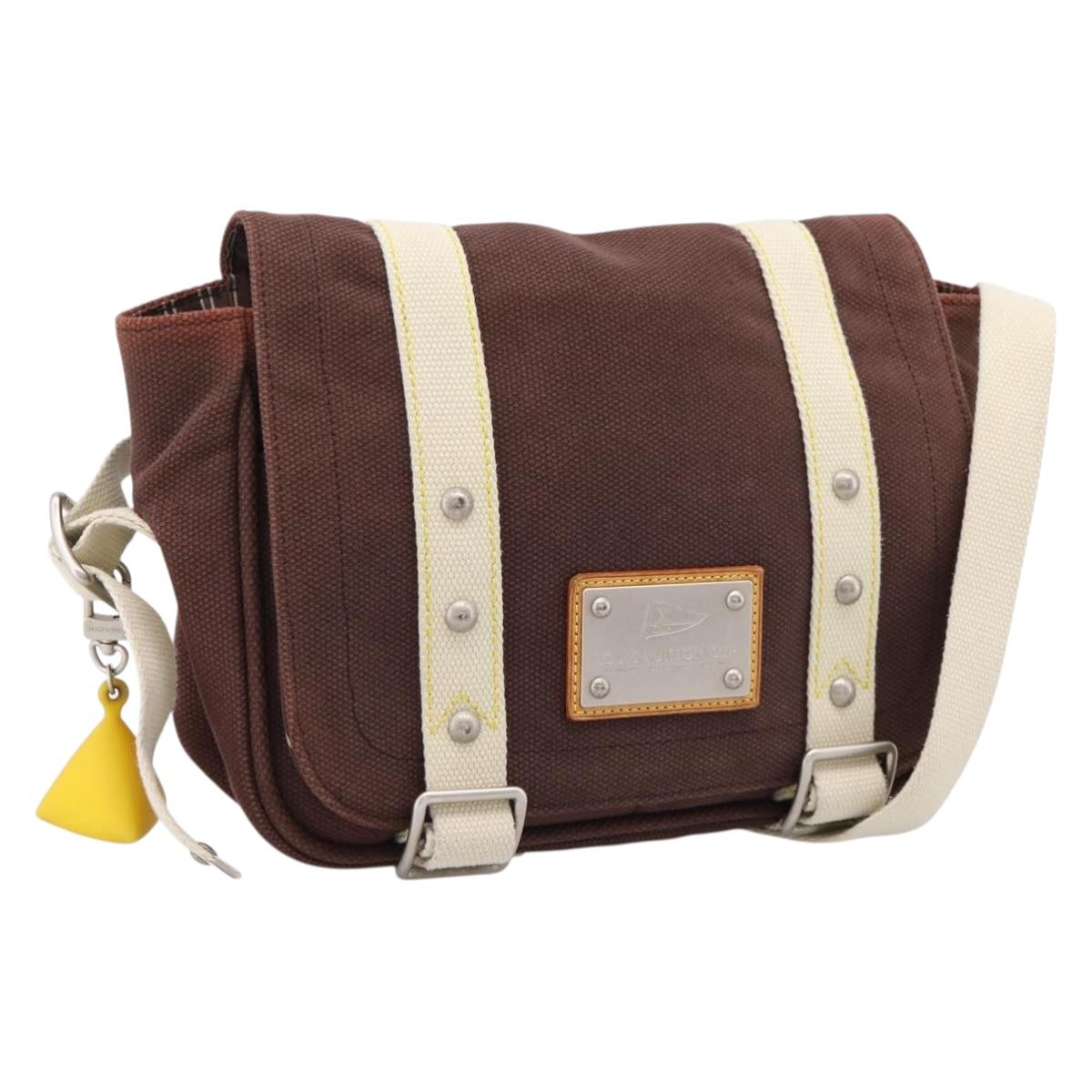 LOUIS VUITTON Antigua Buzzus PM Shoulder Bag Canvas Brown M40080 LV Auth ka6270
