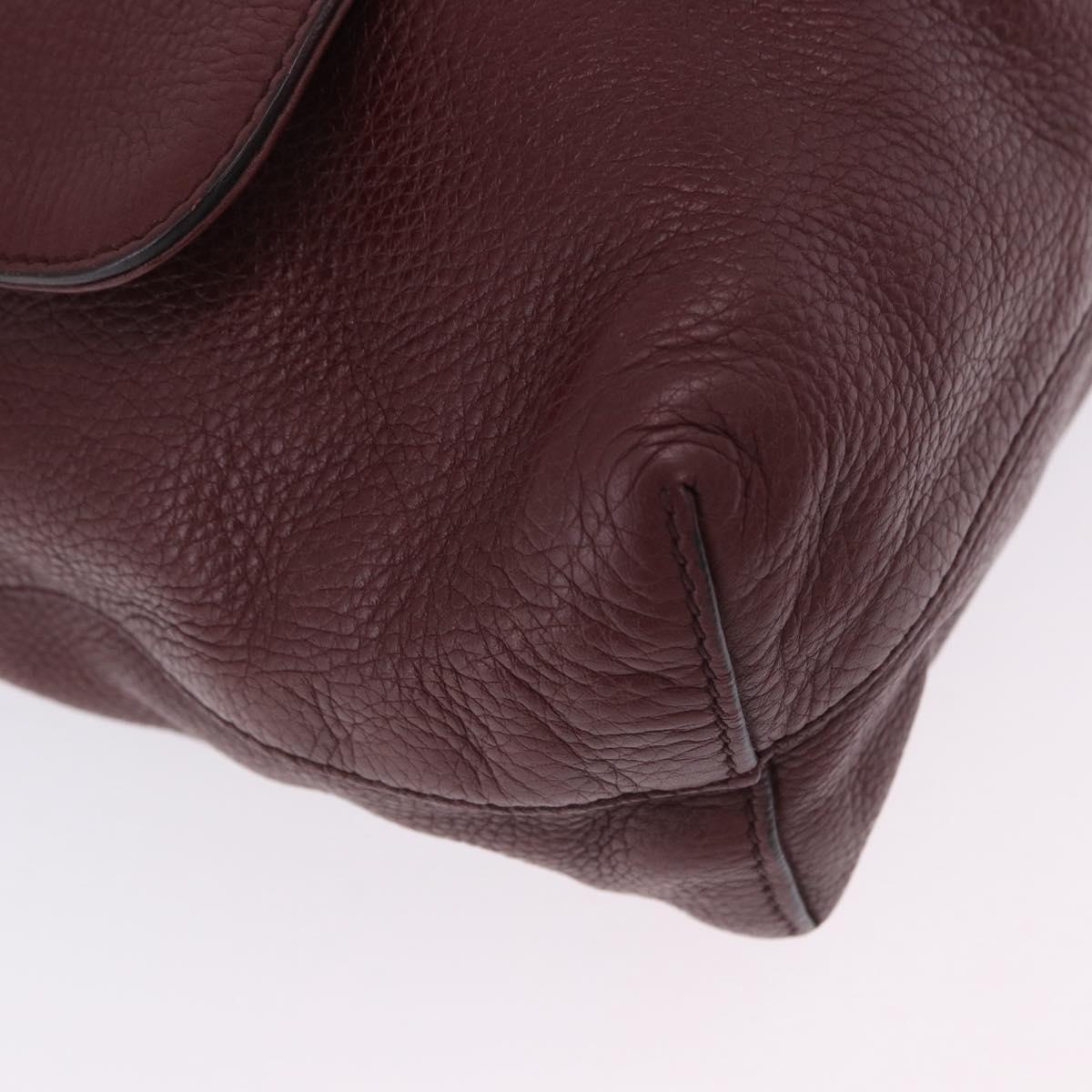 GUCCI Interlocking Shoulder Bag Leather Bordeaux Silver 322056 Auth ka6271V