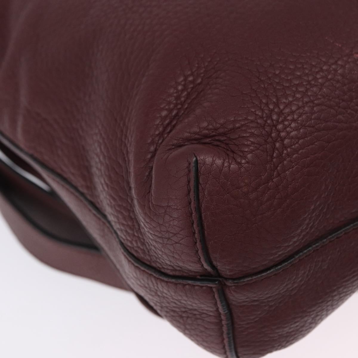 GUCCI Interlocking Shoulder Bag Leather Bordeaux Silver 322056 Auth ka6271V