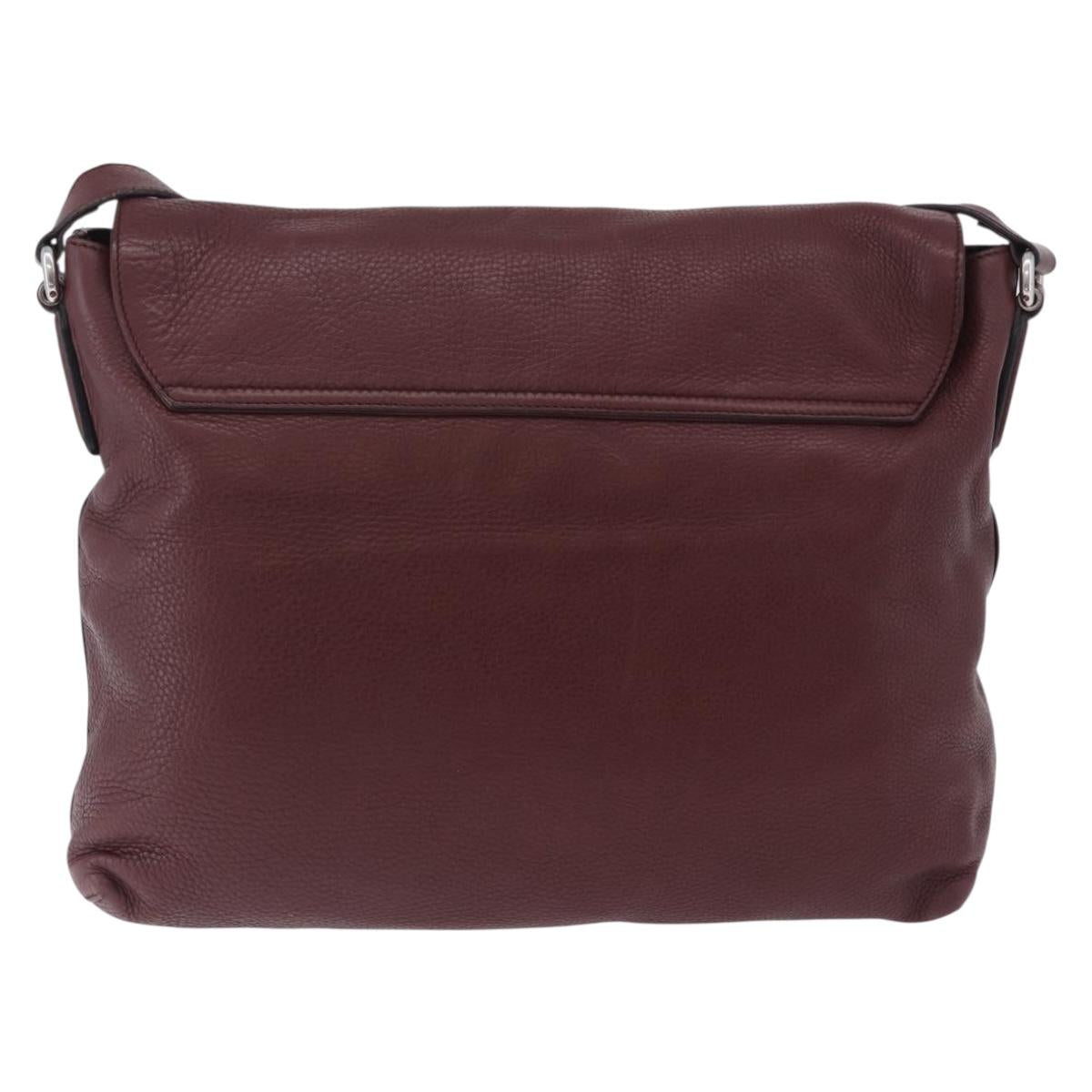 GUCCI Interlocking Shoulder Bag Leather Bordeaux Silver 322056 Auth ka6271V