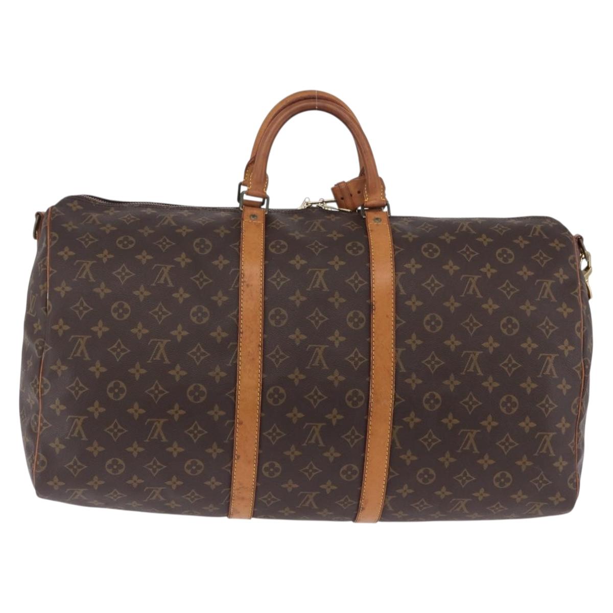 LOUIS VUITTON Monogram Keepall Bandouliere 55 Boston Bag M41414 LV Auth ka6272