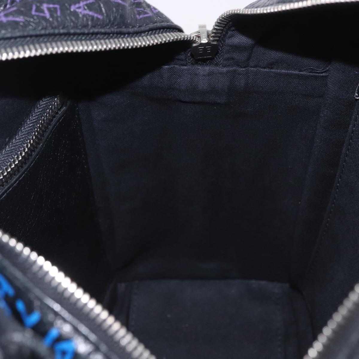 BALENCIAGA Bazaar Shopper XS Hand Bag Leather Black Silver 513989 Auth ka6282M