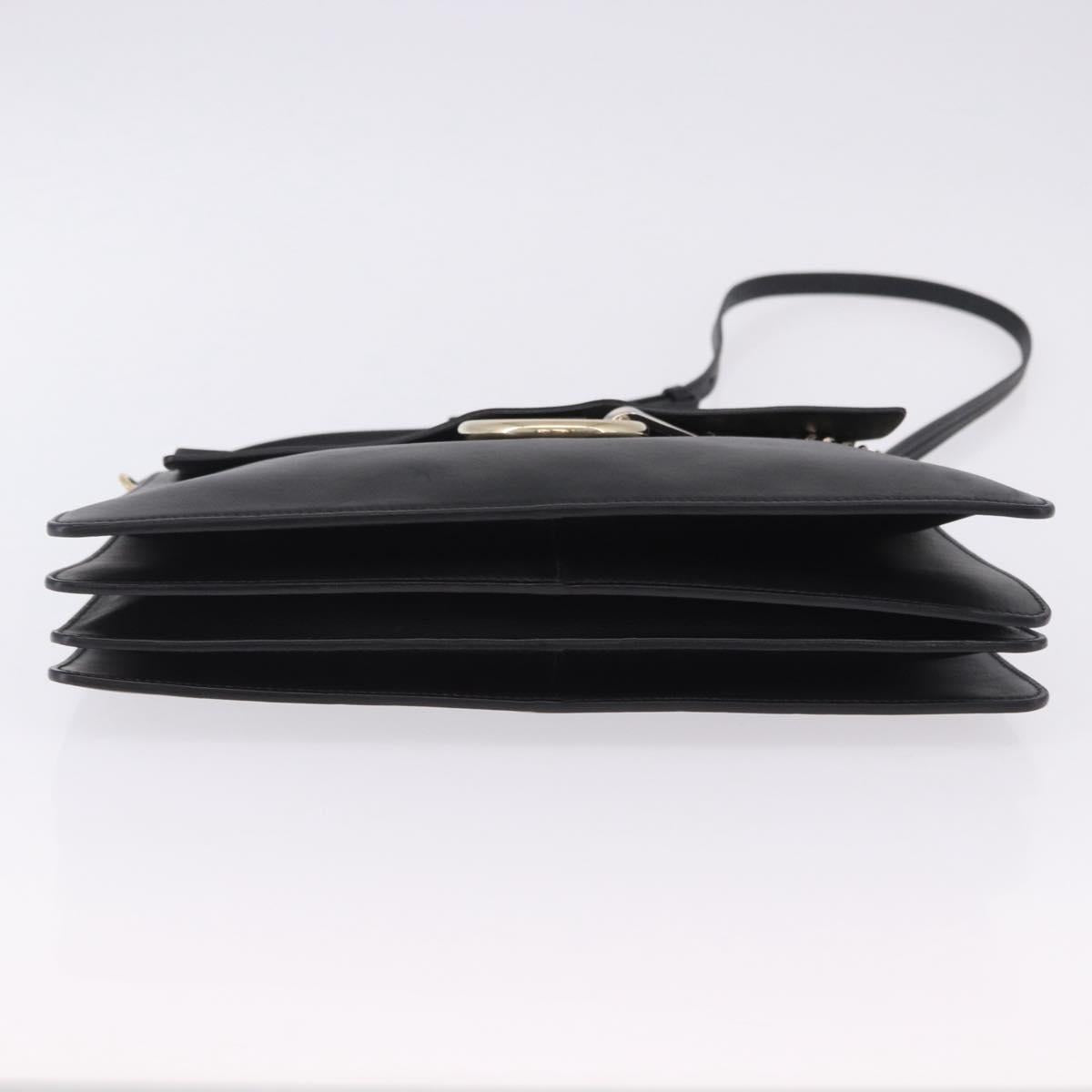 Chloe Faye Chain Shoulder Bag Suede Black Gold Tone Auth ka6283