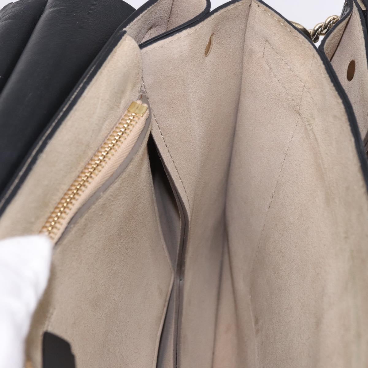 Chloe Faye Chain Shoulder Bag Suede Black Gold Tone Auth ka6283