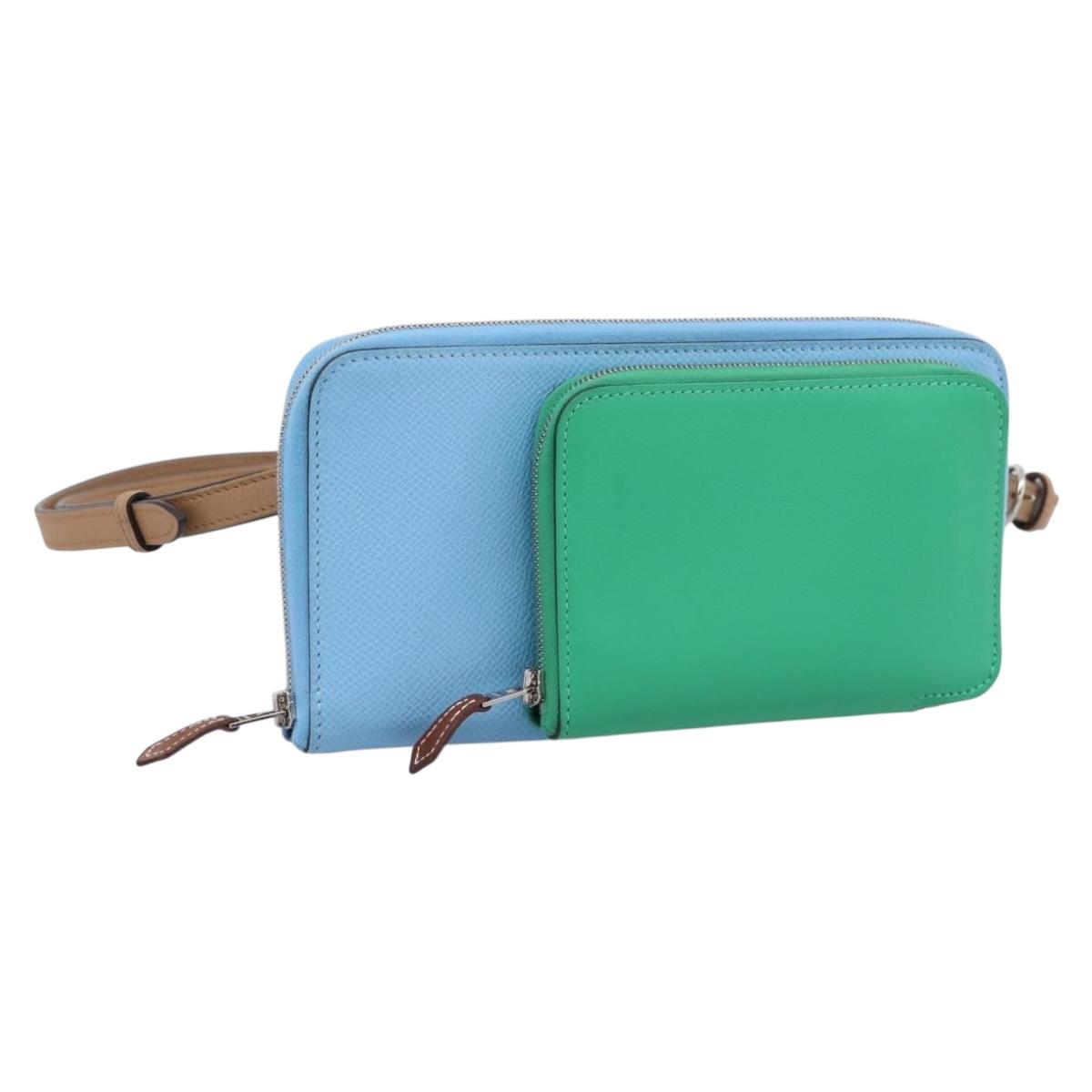 HERMES Nouveau To Go Ship Shoulder Wallet Leather Lavande Auth ka6284SM
