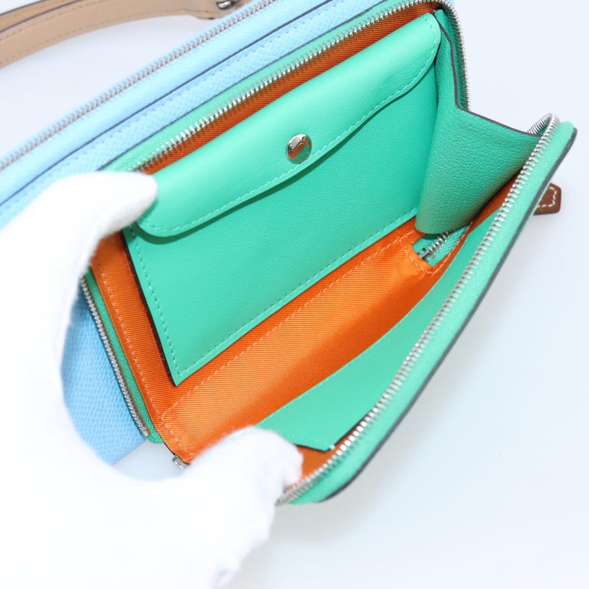 HERMES Nouveau To Go Ship Shoulder Wallet Leather Lavande Auth ka6284SM