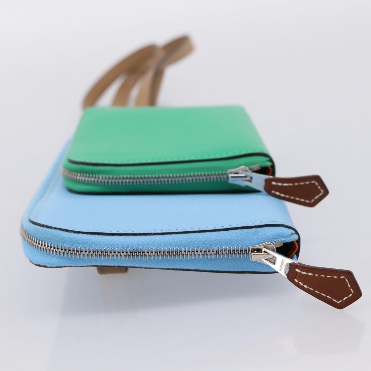 HERMES Nouveau To Go Ship Shoulder Wallet Leather Lavande Auth ka6284SM