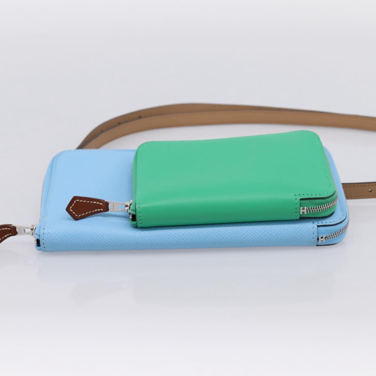HERMES Nouveau To Go Ship Shoulder Wallet Leather Lavande Auth ka6284SM