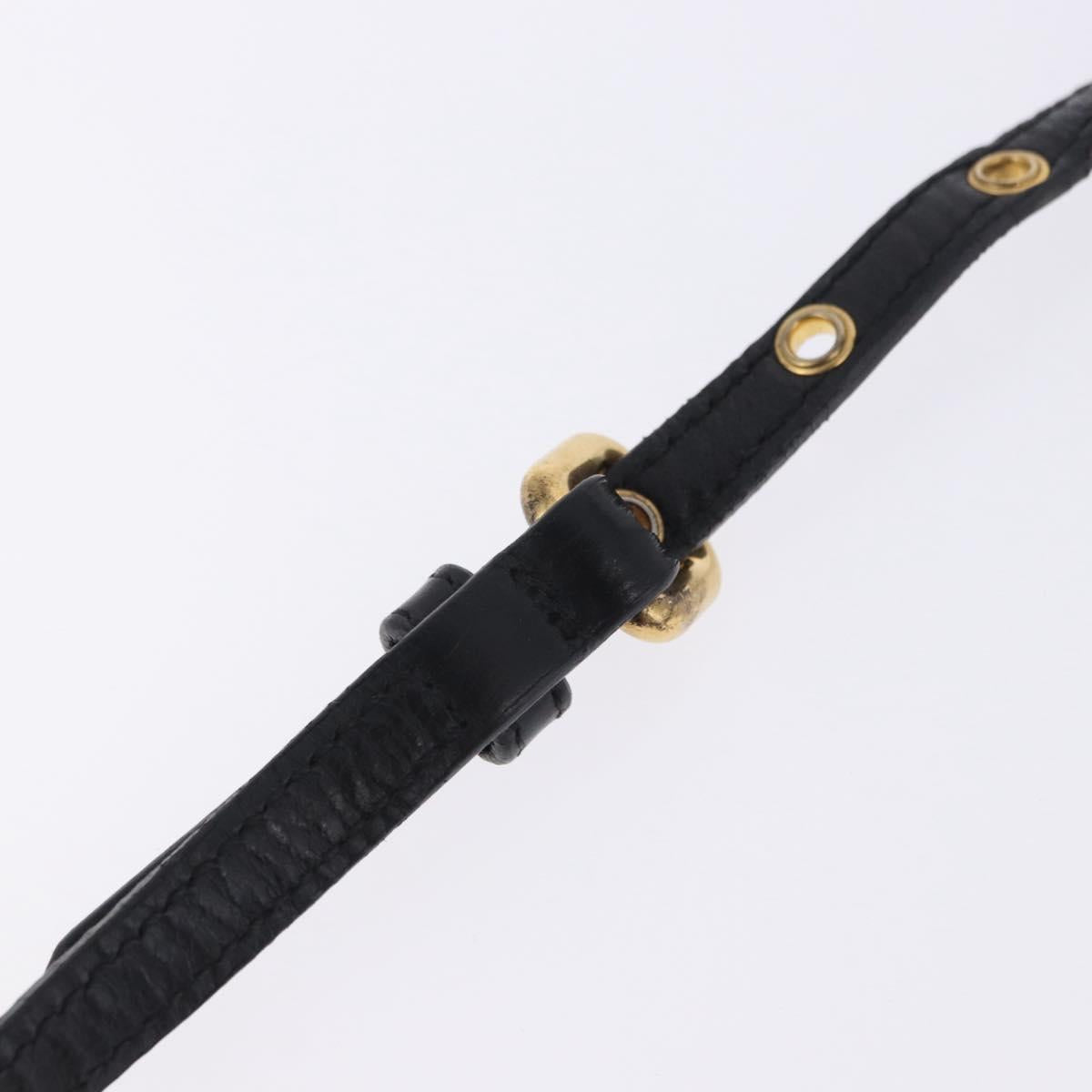 Miu Miu Matelasse Shoulder Bag Leather Black Gold Tone Auth ka6286A