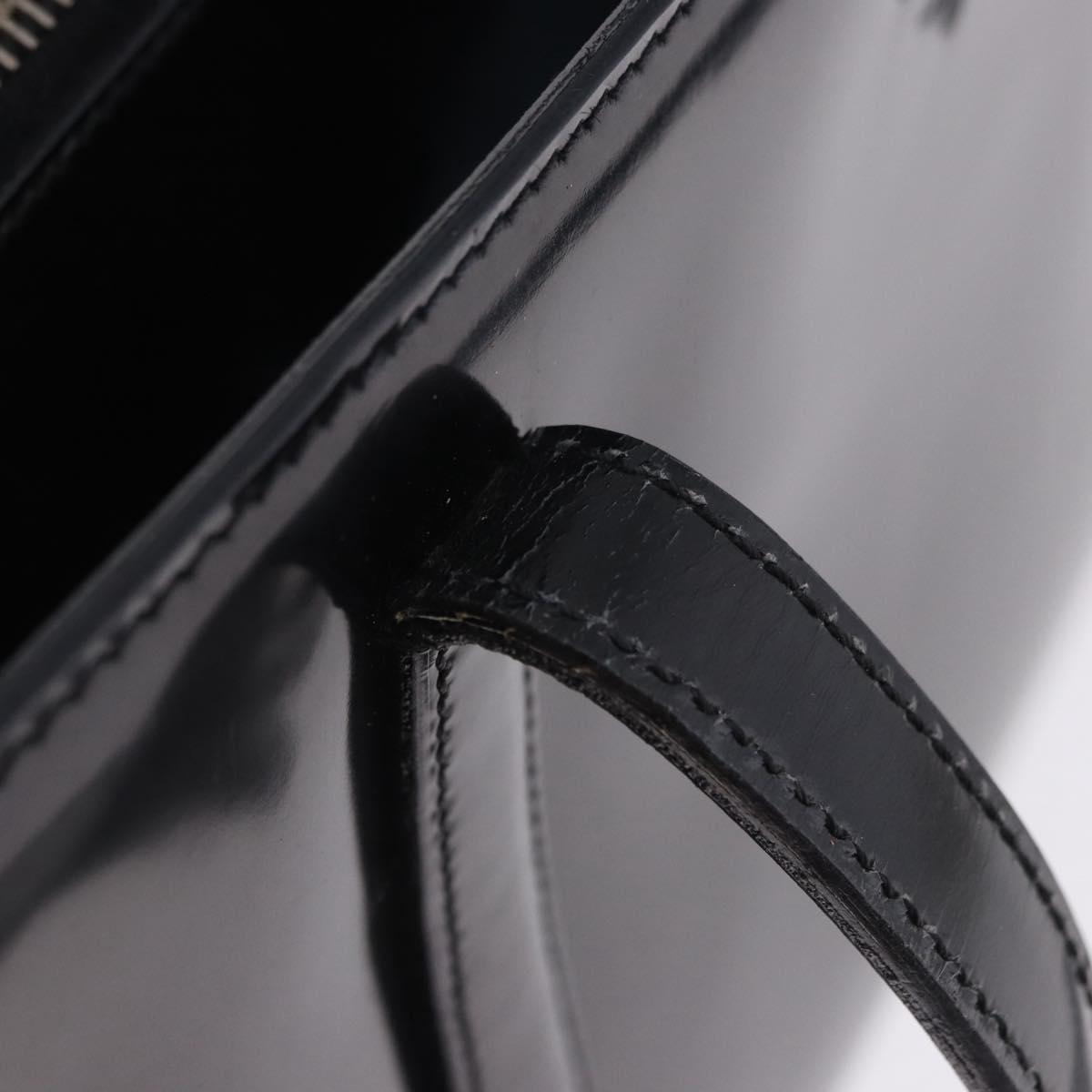 PRADA Hand Bag Patent Black Silver Auth ka6287