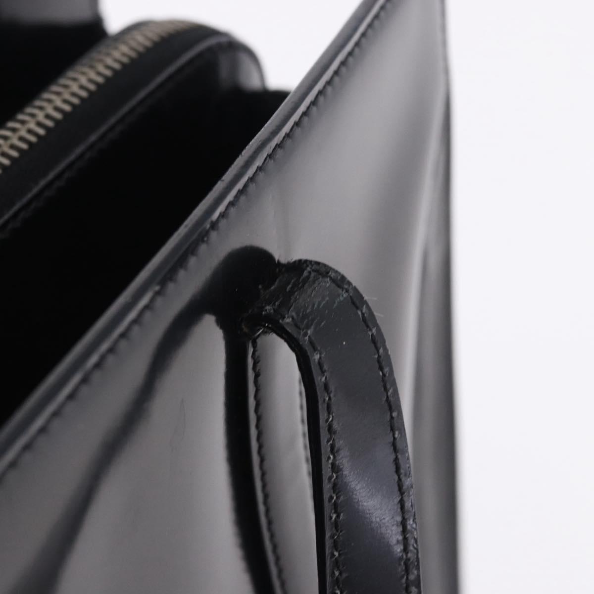 PRADA Hand Bag Patent Black Silver Auth ka6287