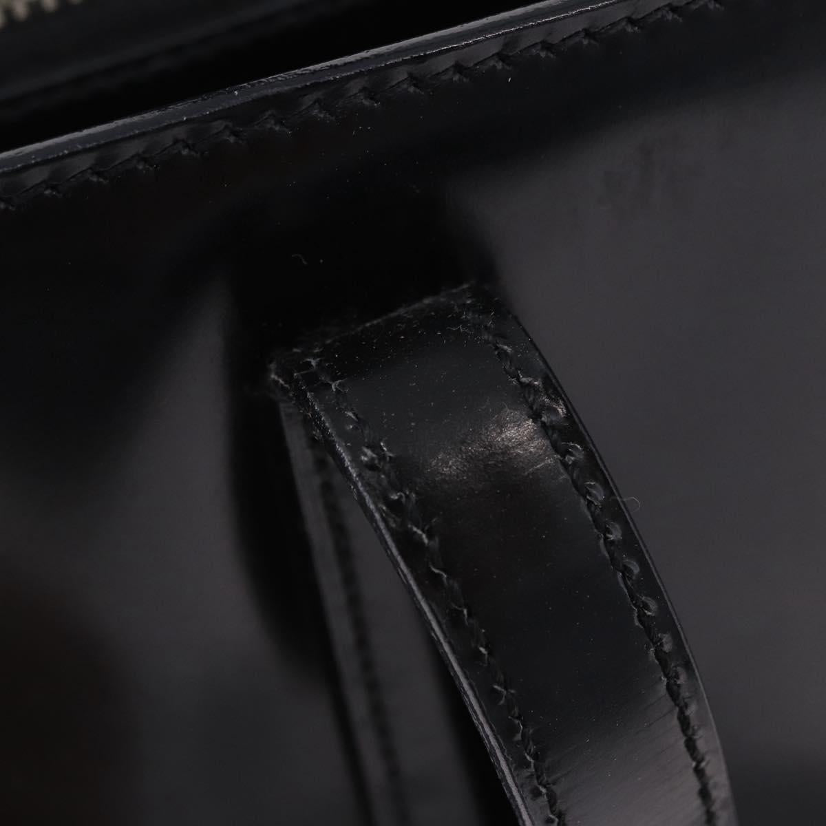 PRADA Hand Bag Patent Black Silver Auth ka6287