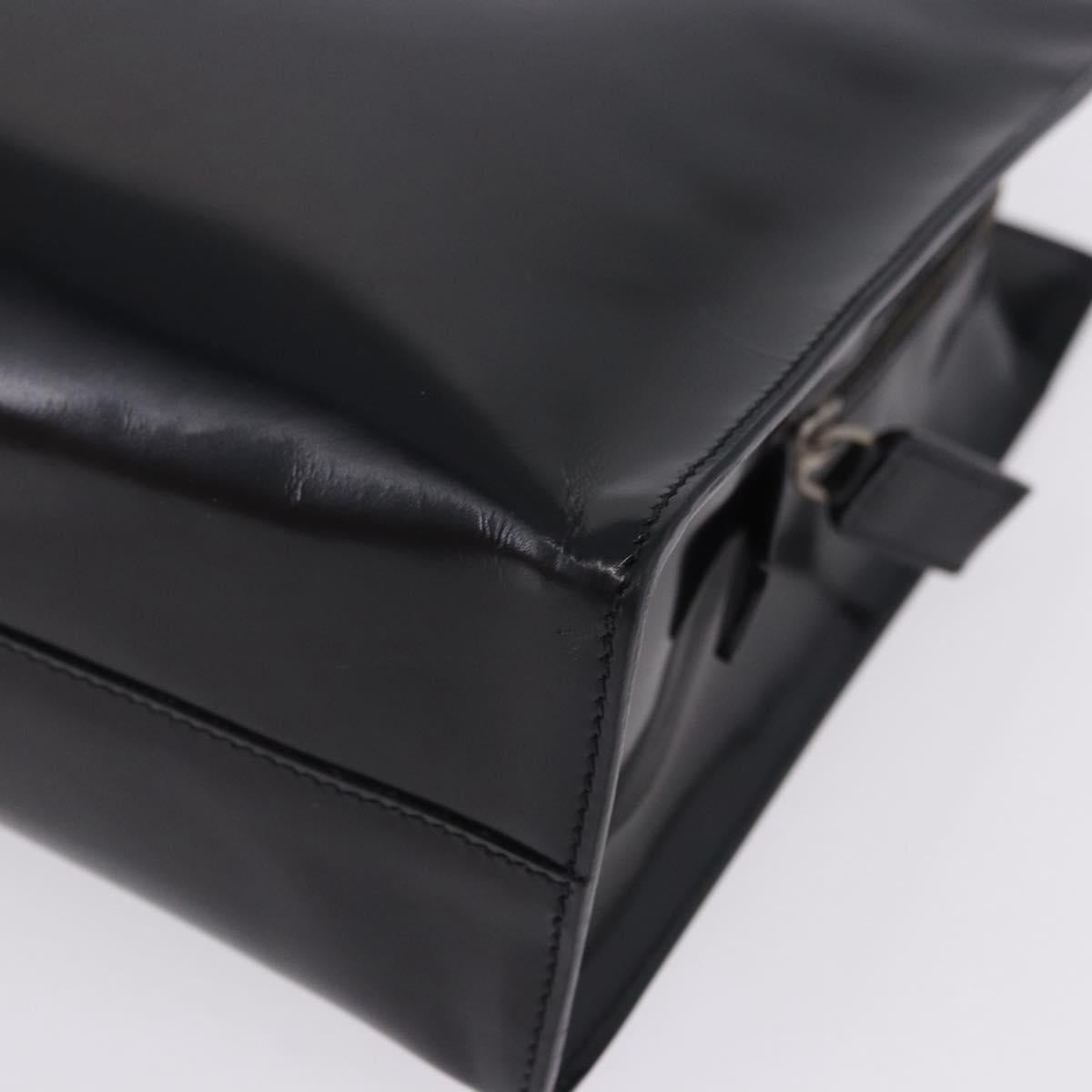 PRADA Hand Bag Patent Black Silver Auth ka6287